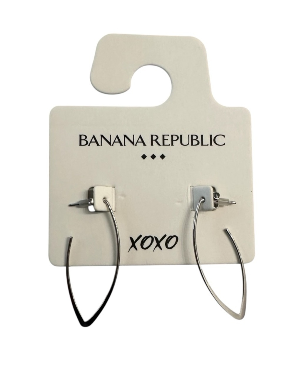 Banana Republic XOXO Women's Silver Oval hoop Post Closure Earrings NWT